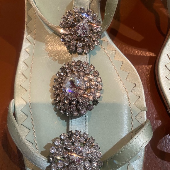 Manolo Blahnik Light Green Crystal Heels - Picture 2 of 11